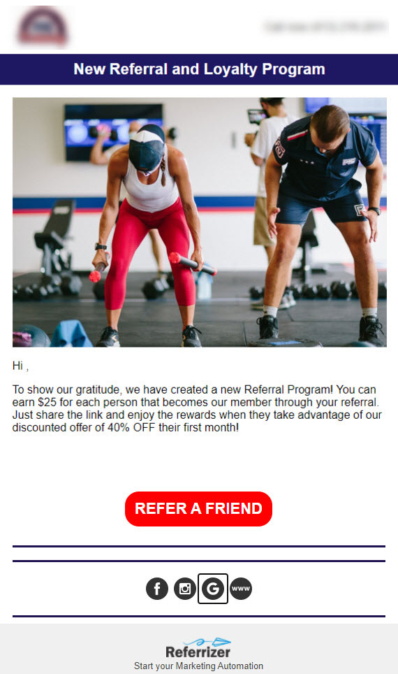 gym referrals email